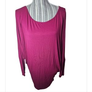 Lock & Love Women's Pink Long Sleeve Scoop Neck Top Size L